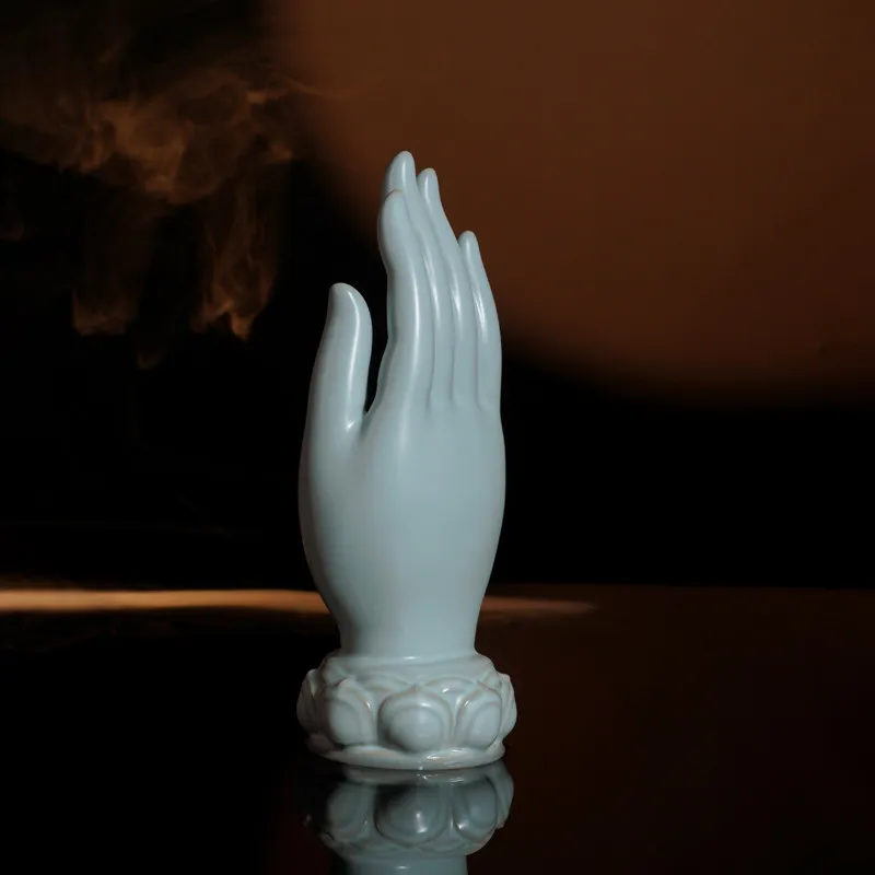 Decorative ornaments, living room, light luxury, high-grade celadon ceramics, hand-eye sky bergamot gift box