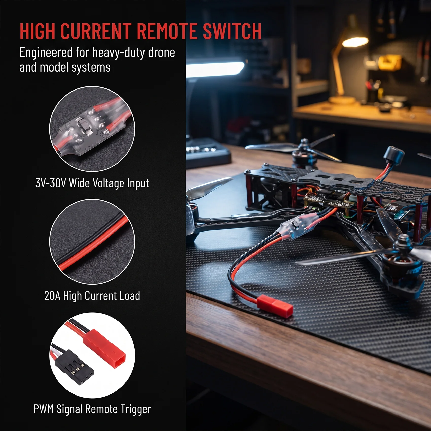Remote Control Electronic Switch 20A 2Pcs 3-30V High Current For RC Drone Water Pump