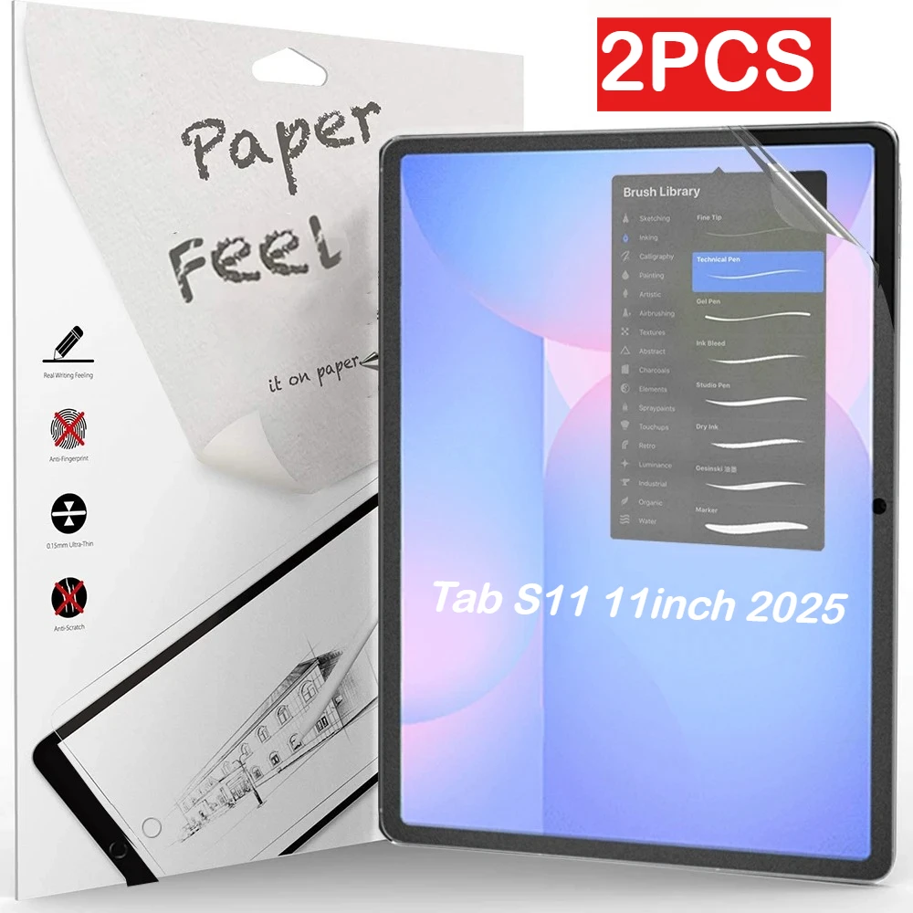 

2 шт. бумажная защитная пленка для экрана Samsung Galaxy Tab S11 S10 Lite Fe A11 Plus 2025 матовая мягкая пленка против царапин без стекла