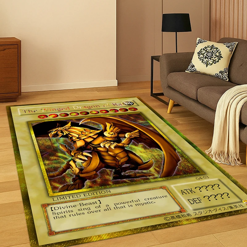 Anime Yu-Gi-Oh Monster-Karten Cartoon-Teppich für Schlafzimmer, Wohnzimmer, Sofa, Fußmatte, Heimdekoration, Kinder-Spielbereich-Teppich, rutschfest, Geschenk