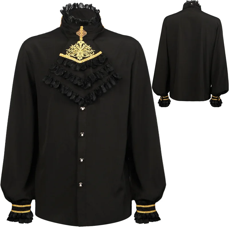 

Mens Pirate Medieval Shirts Ruffle Steampunk Gothic Shirt Men Halloween Costume Cosplay Renaissance Victorian Tops Chemise Homme