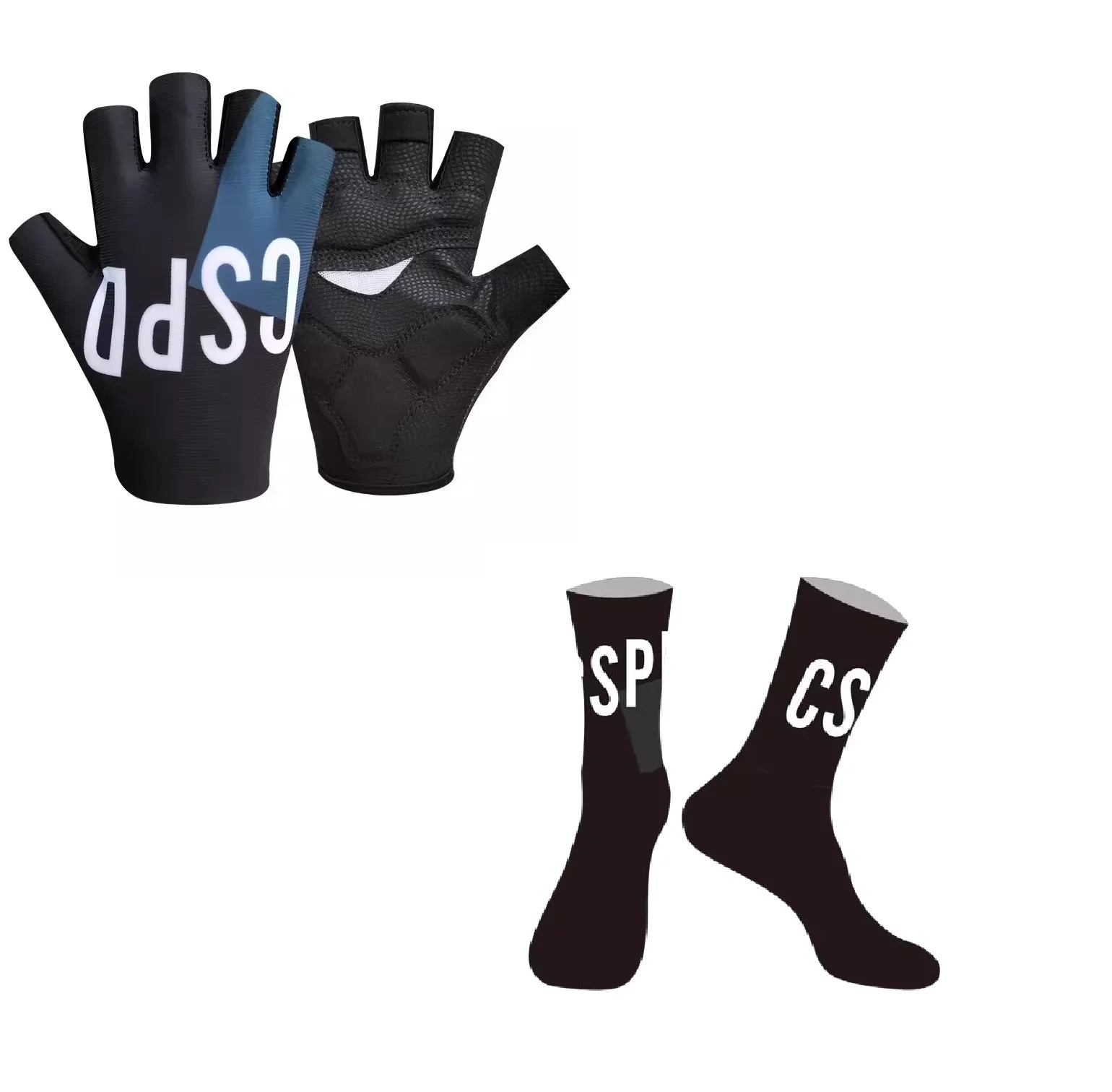 CSPD Team C03 One Pair Half Finger Cycling Gloves + ONE PAIR CYCLING SOCKS