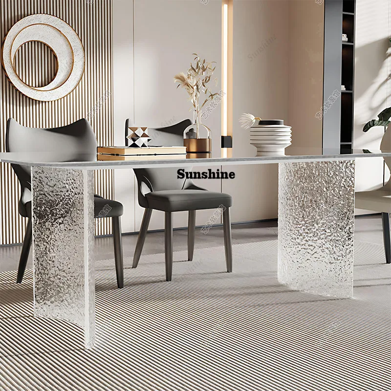 

Italian minimalist modern table rectangular family dining table acrylic dining table