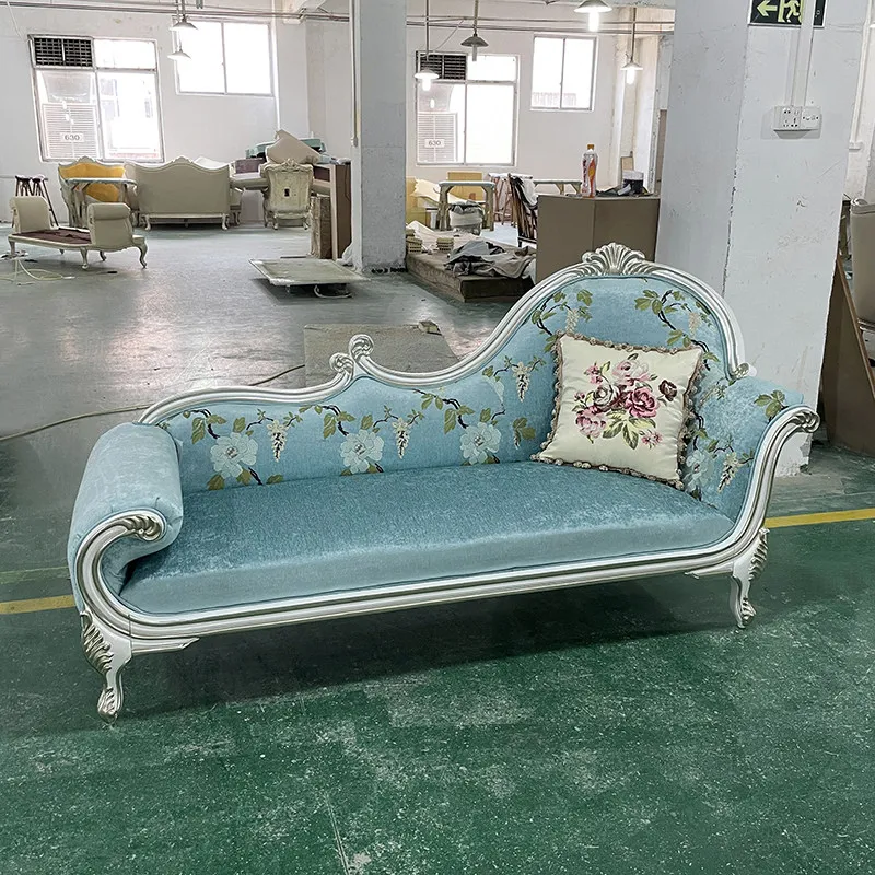 French fabric princess chair, European court luxury solid wood beauty couch