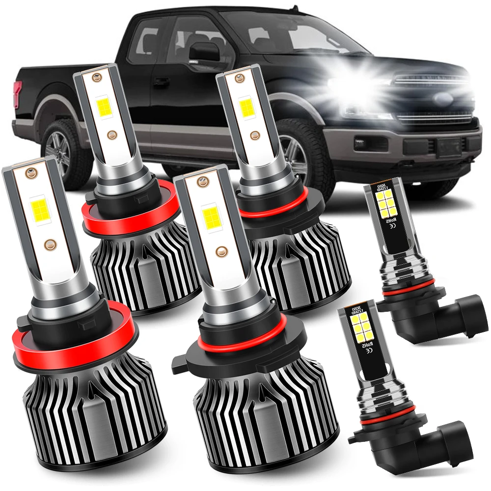 

Fits for 2015-2023 Ford F150 High Low Beam Fog Lights Combo Pack, 6000K White Plug-and-Play Super Bright Lights Bulbs, Pack of 6