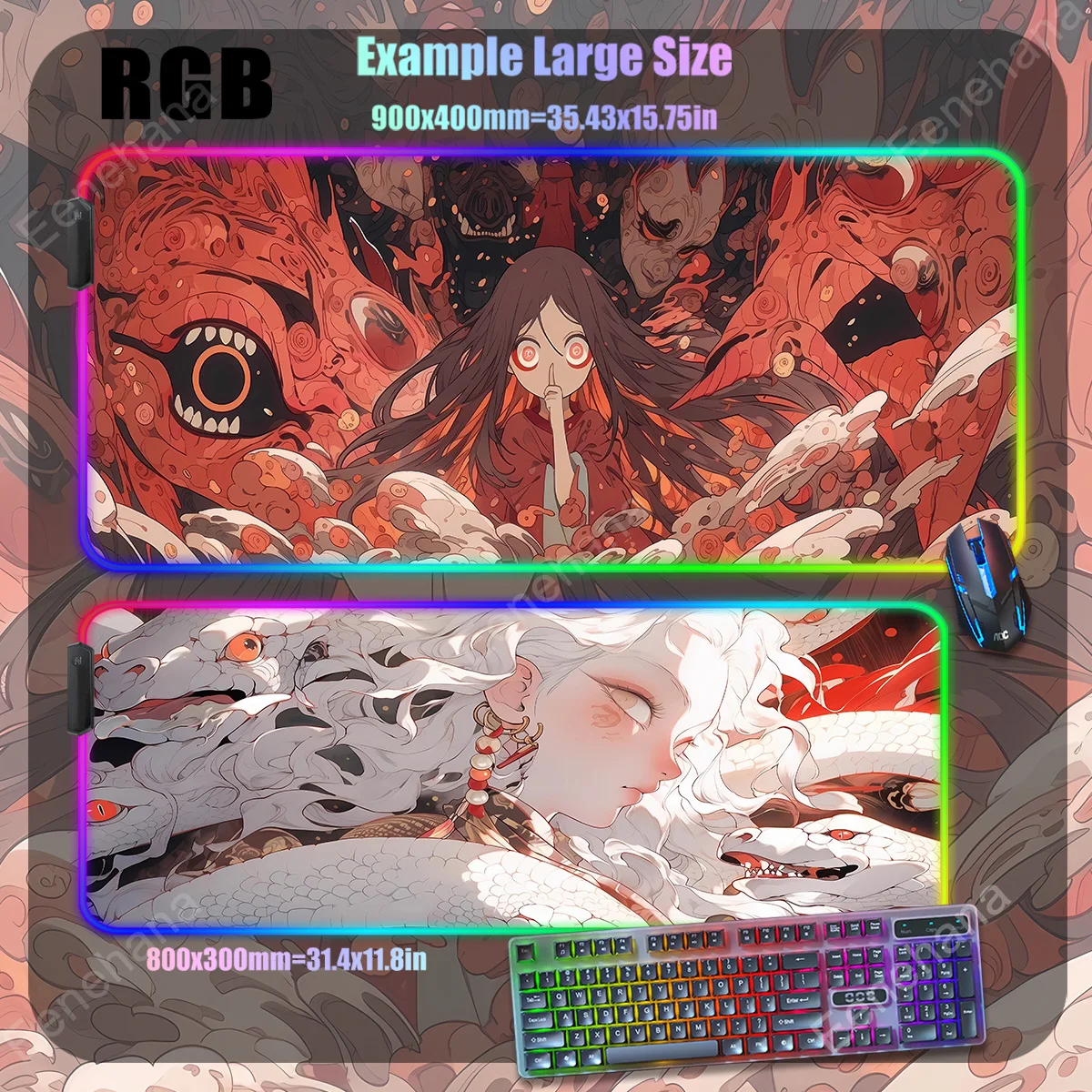 Imagem -03 - Rgb Led Backlit Gaming Teclado Mouse Pad Máscara Fantasma Grande Pad Gamer Desk Tapete Luminoso Xxl