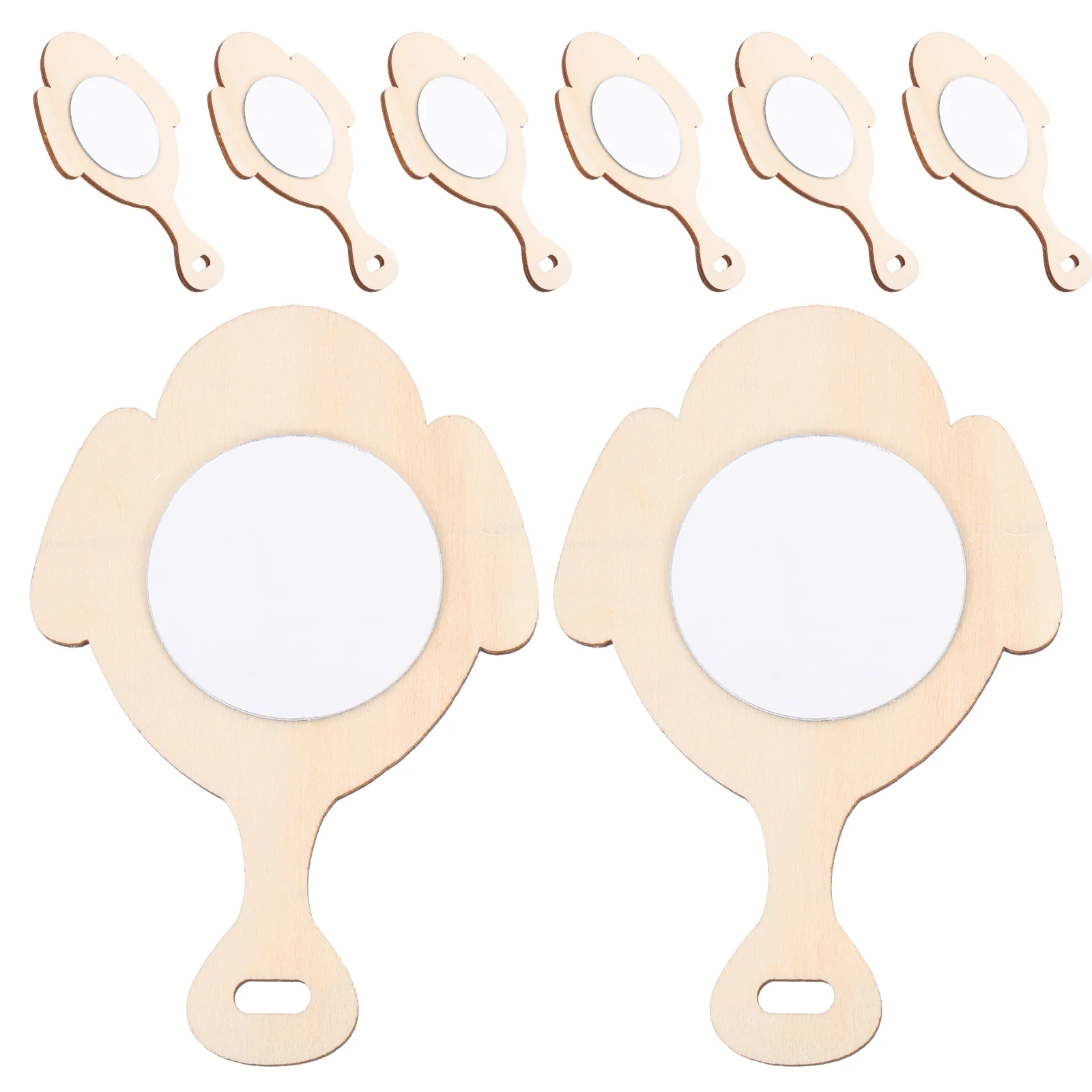 10 stuks DIY handgemaakte houten spiegels onafgewerkt mooie handspiegel voor kaptafel ambachtelijke accessoire kinderspiegel