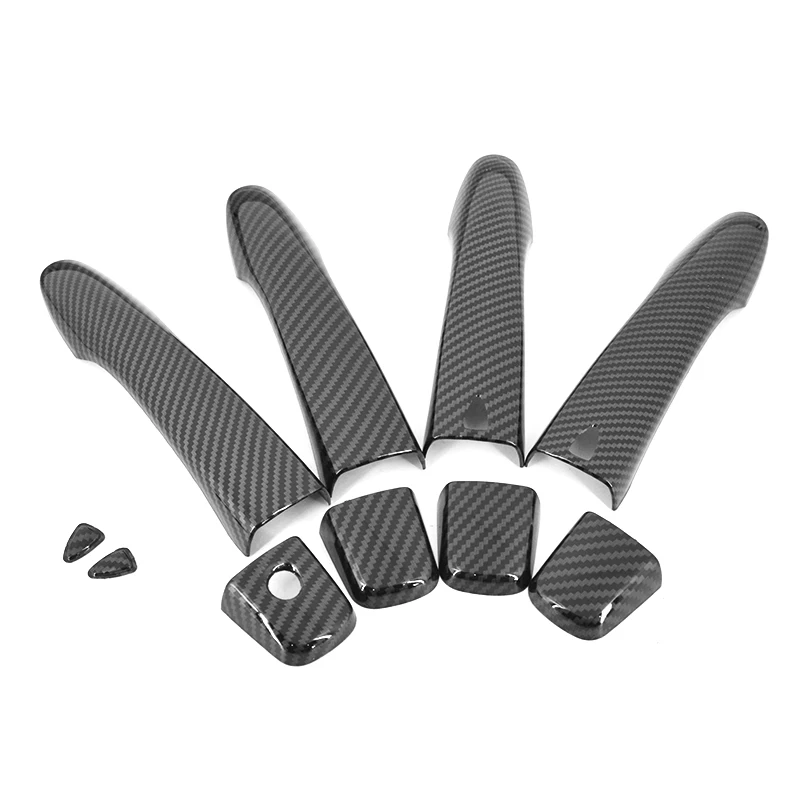 For NISSAN Terra 2018-2022 Accessory glossy black Carbon fibre pattern car side Door Handle bowl Covers Trim 2019 2020 2021 view 2