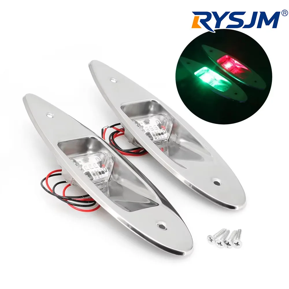 

Red Green Navigation Light Stainless Steel Marine Navigation Lamp LED Side Light Sailing Signal Lights For Pontoons Skiers Boat