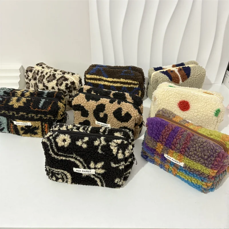 New Plush Makeup Bag Travel Cosmetic Organizer Bags Lipstick Pouch Large Capacity Wash Bag Student Stationery Box Pencil Case