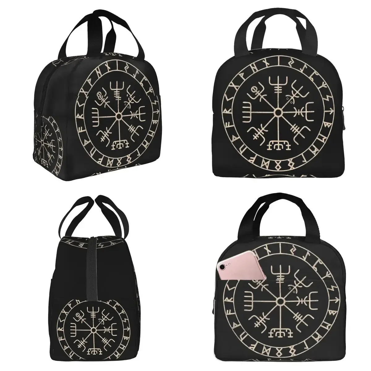 Runic Viking Compass Vegvisir Celtic Insulated Lunch Bag for Women Office Cooler Thermal Food Box Tote Lunch Boxes Container