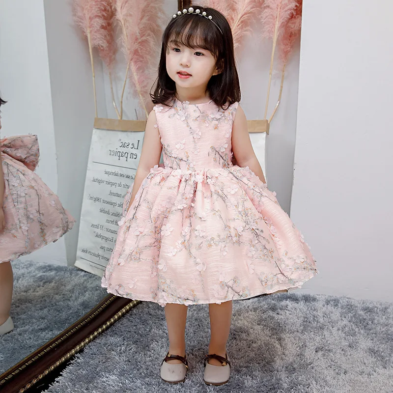 2026 Kids Birthday Performance Children Girls Flower Girl Pink Tutu Little Host Pageant Banquet Evening Gown Princess Dress