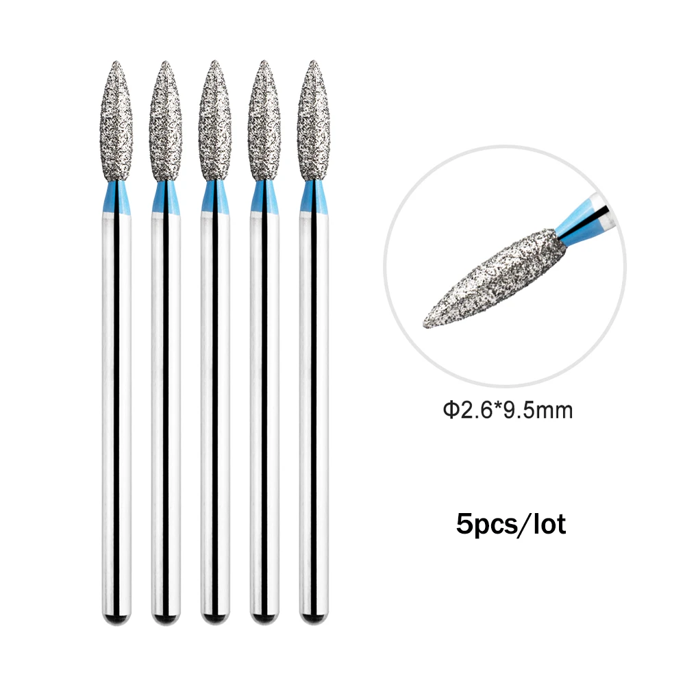 TP 5 teile/los Diamant Nagel Bohrer Bits 3/32'' Flamme Nagel Bits Elektrische Fräser Für Maniküre Rotary Häutchen sauber Nagel Werkzeuge
