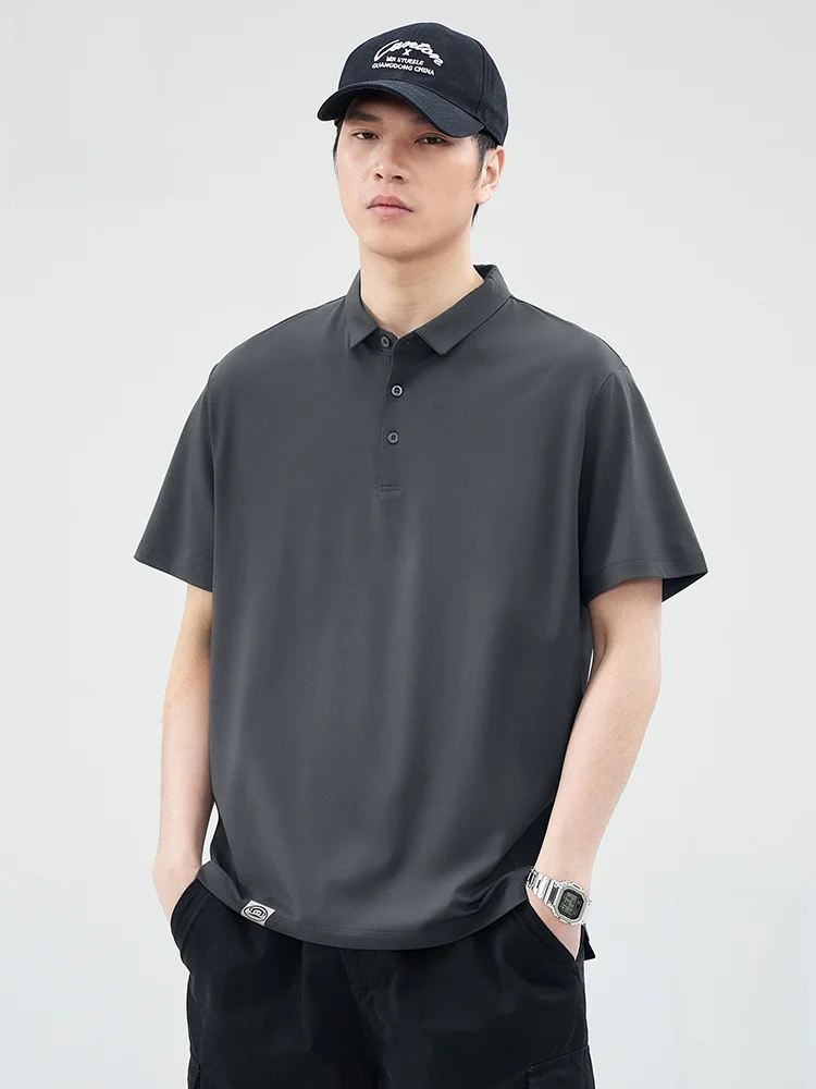 

PaulFrank Ice Silk irt Men Summer Thin Casual Loose Collar f Sve T-irt Breathable Qui Dry Lightweight Tee