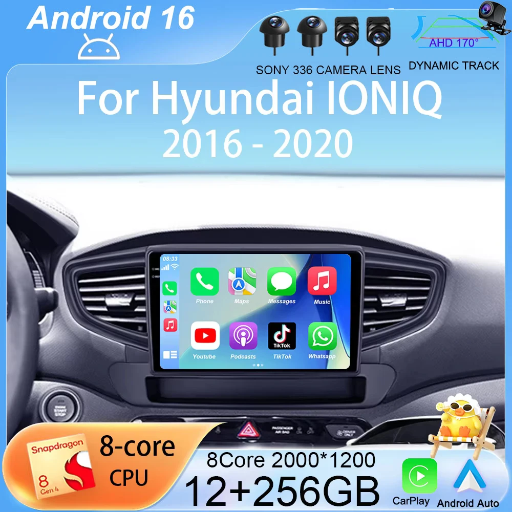 Android 16 Car Radio For Hyundai IONIQ 2016 2017 2018 2019 2020 Multimedia Video 4G WIFI Player With Screen Navigation NO DVD