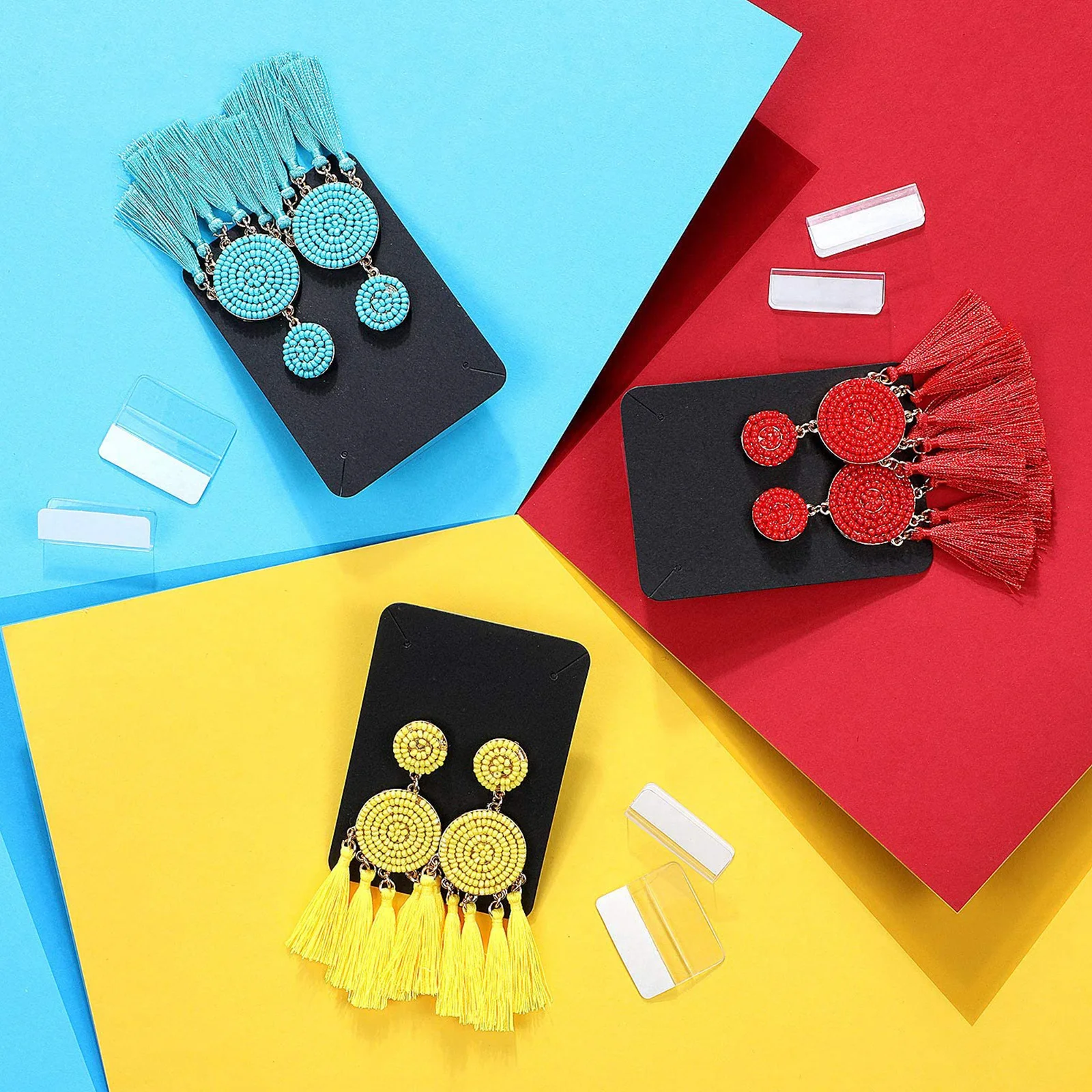 

100Pcs Plastic Earring Cards for Selling Display Packaged Jewelry Organizer Waterproof PVC Cards for Ear Studs Handmade Crafts