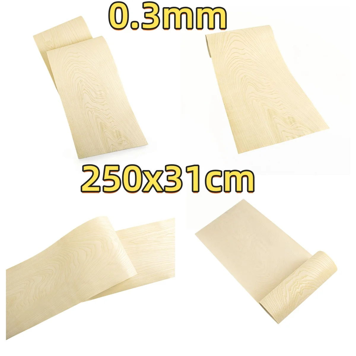 

Natural Rotary Cut White Ash Veneer, 0.3mm, 250x31cm, For Decoration, Speaker & Inlay Craft.