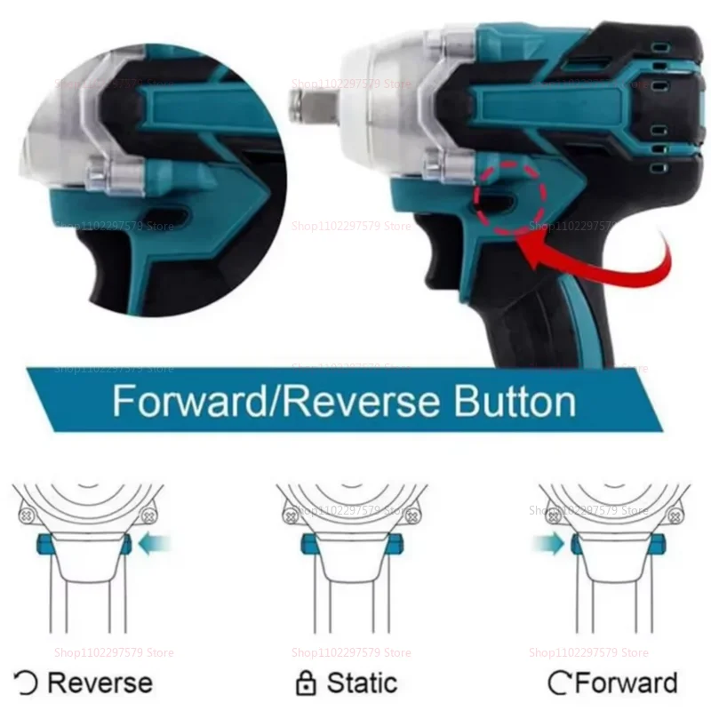Llave de impacto inalámbrica, herramienta eléctrica sin escobillas, alto par, recargable, de mano para construcción y reparación de automóviles