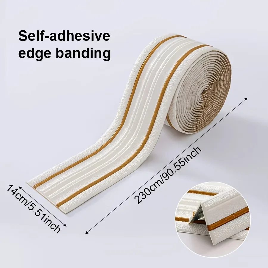 1 Roll Self-adhesive foam wall edge strip. easy to install, featuring anti-collision design. Great for baseboards