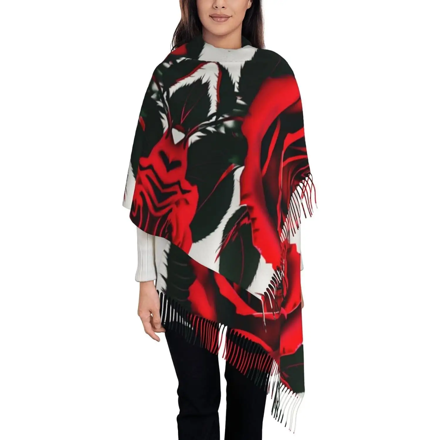 

Шарф с кисточками и принтом, большой толстый шарф, мягкие шарфы, идеальный шарф на осень-зиму, шаль, подарок для женщин, весна, осень, зима