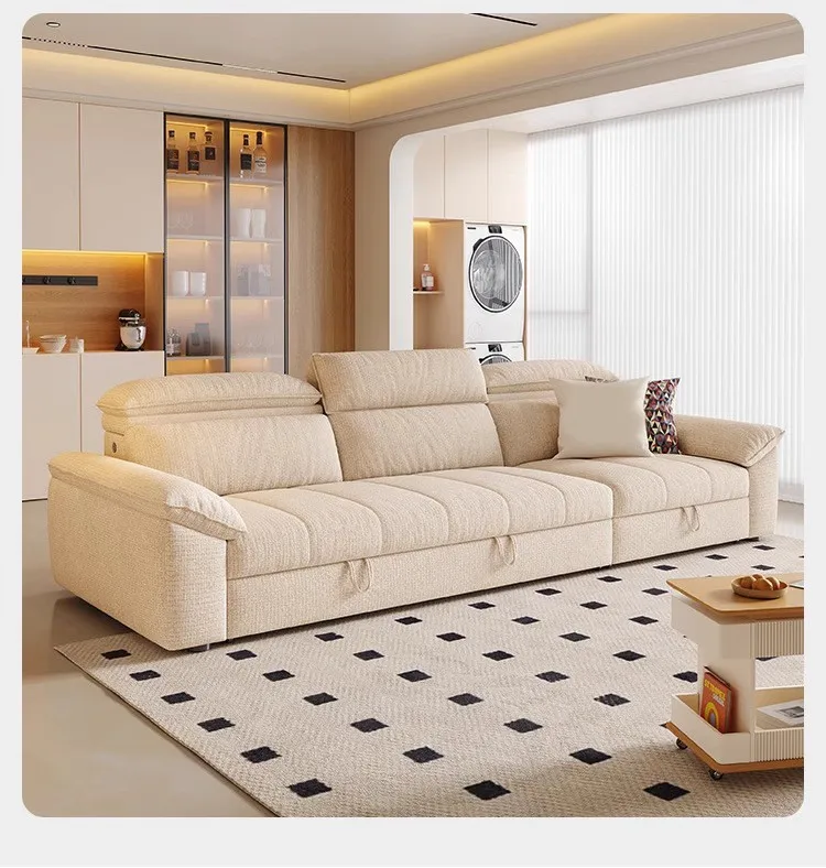 Multifunctional Versatile Folding Storage Sofa Bed Convertible with Stretchable Guifei Fabric Upholstered and Pullout Feature