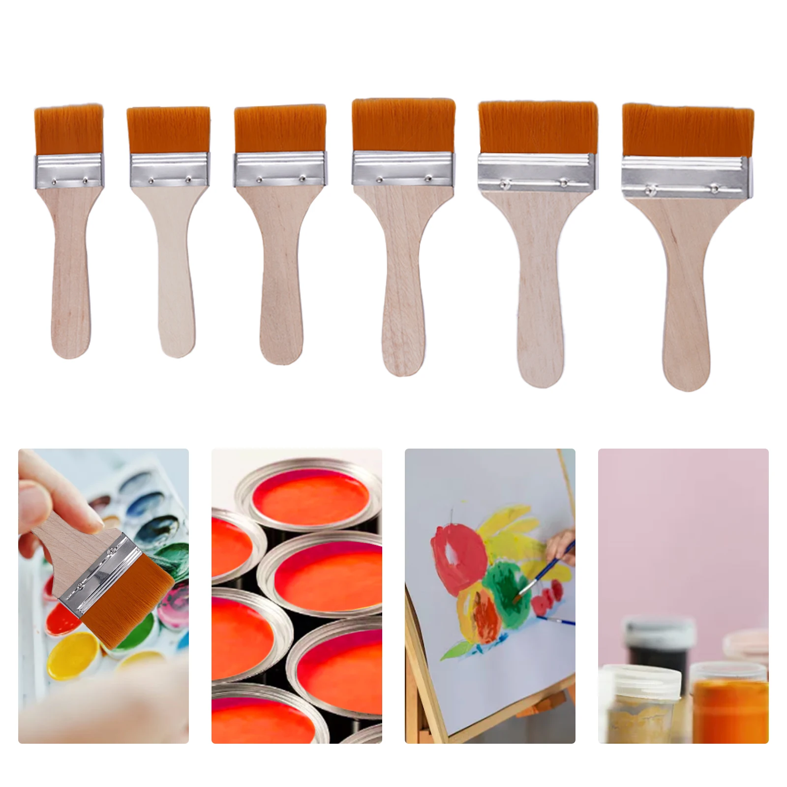 

6 Pack Paint Brushes Variety Angle Paint Brushes Nylon Brushes Portable Recyclable Use Paint Brushes for Dust Cleaning