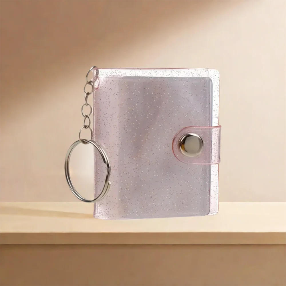 1PC PVC Portable Key Chain Jewelry For Photos Cards Mini Photo Albums Photos Holder 2 Inch