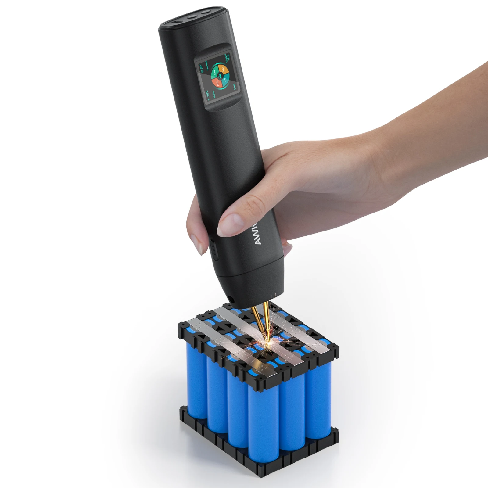 AWithZ Draagbare puntlasmachine DIY Handheld puntlasmachine 90 versnellingen Verstelbaar puntlassen voor 18650 lithiumbatterij - afbeelding 2