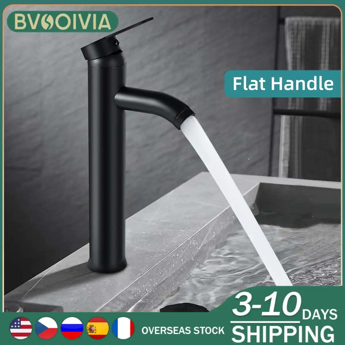 BVSOIVIA Matte Black Bathroom Faucet Hot Cold Water Sink Mixer Tap Stainless Steel Basin Faucets Single Hole Counter Tapware