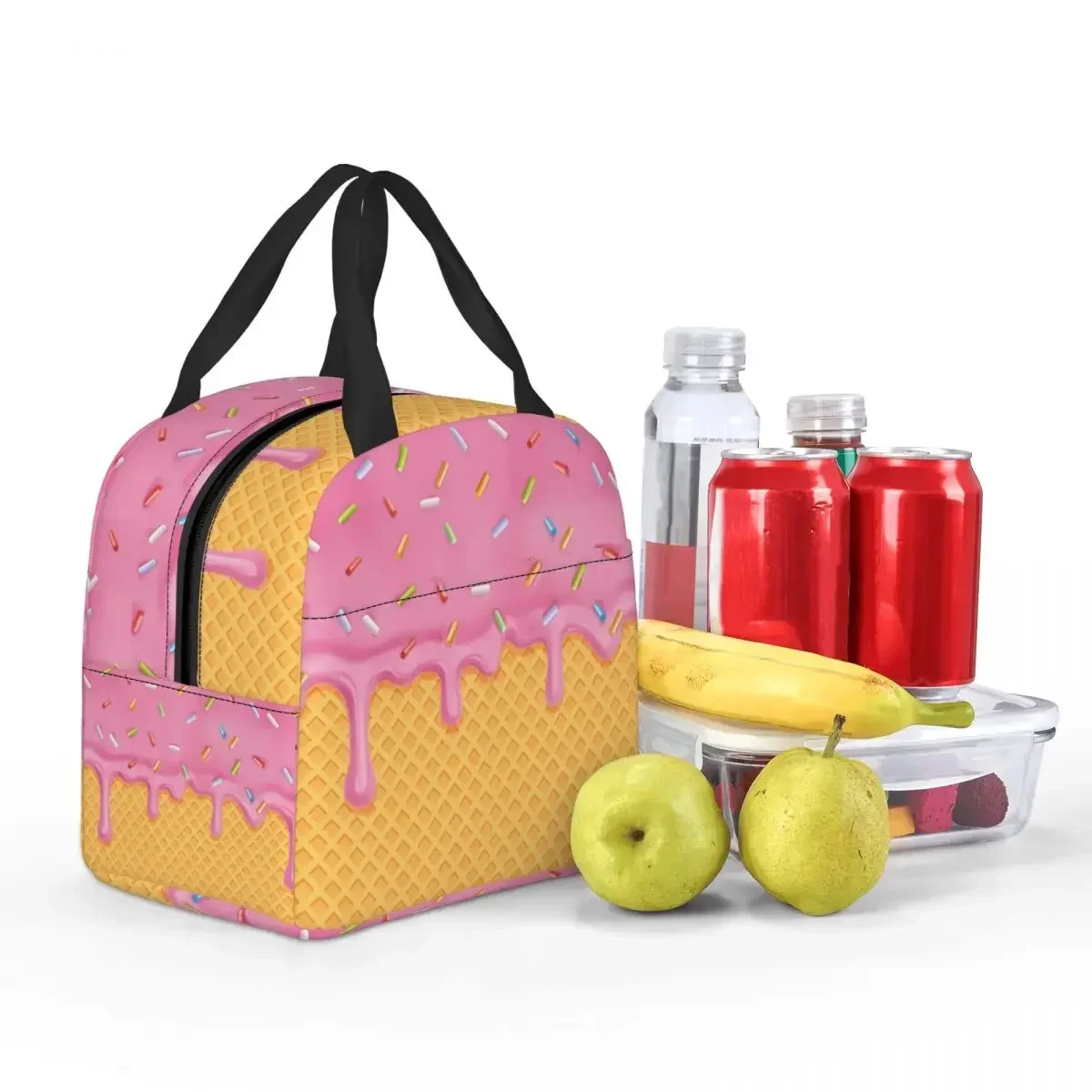 Strawberry Ice Cream Insulated Lunch Bag for Kids School Cooler Thermal Food Box Tote Portable Lunch Boxes Container