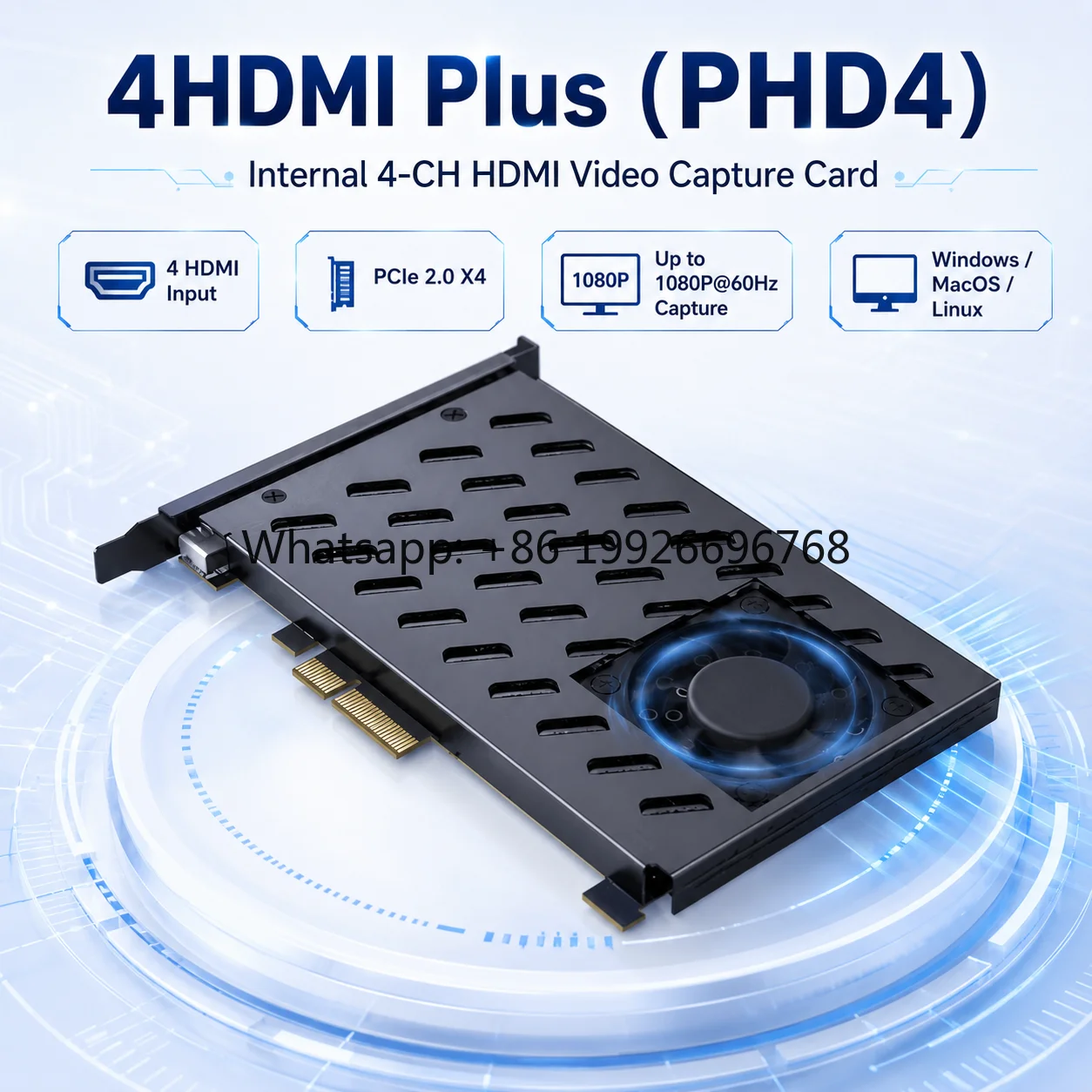 PCIe X4 4CH 4K60 1080p HDMI1.4 YUY2 Capture Card for Camera & Laptop with MP4 Support Aluminum Housing PCI Internal Live Stream
