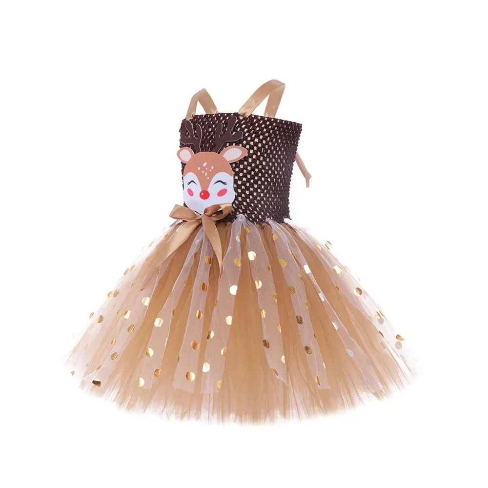 Reindeer Girls Christmas Costume Carnival Kids Animal Dress Up Fancy Dress Girl Tutu Dress Costume Halloween Children Cosplay