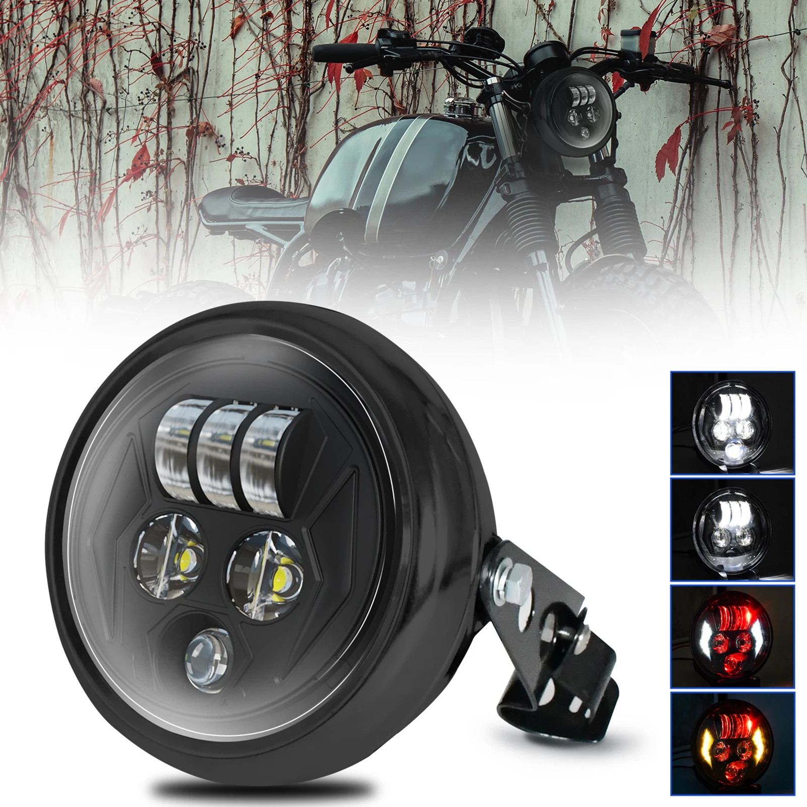 5.75 Inch /7 Inch Motorcycle LED Headlight with Housing Bracket High Beam/Low Beam/DRL/Turn Signal 1 Pack