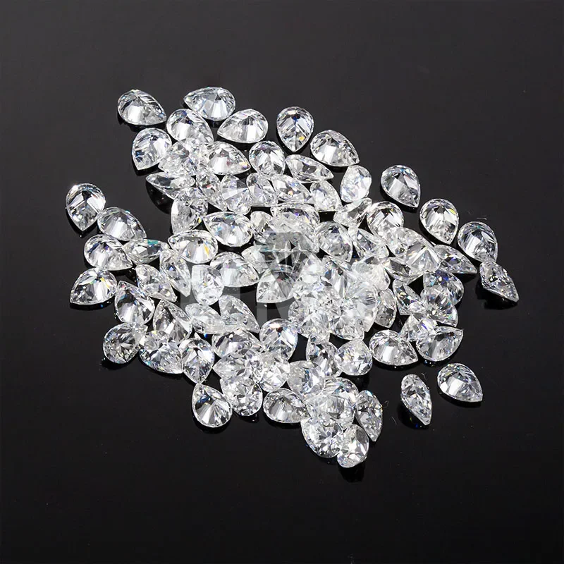 HMJ Loose Moissanite Diamond Stone Pear Cut D Color VVS Clarity Gemstones for Rings Necklace Jewelry Making with GRA Certificate