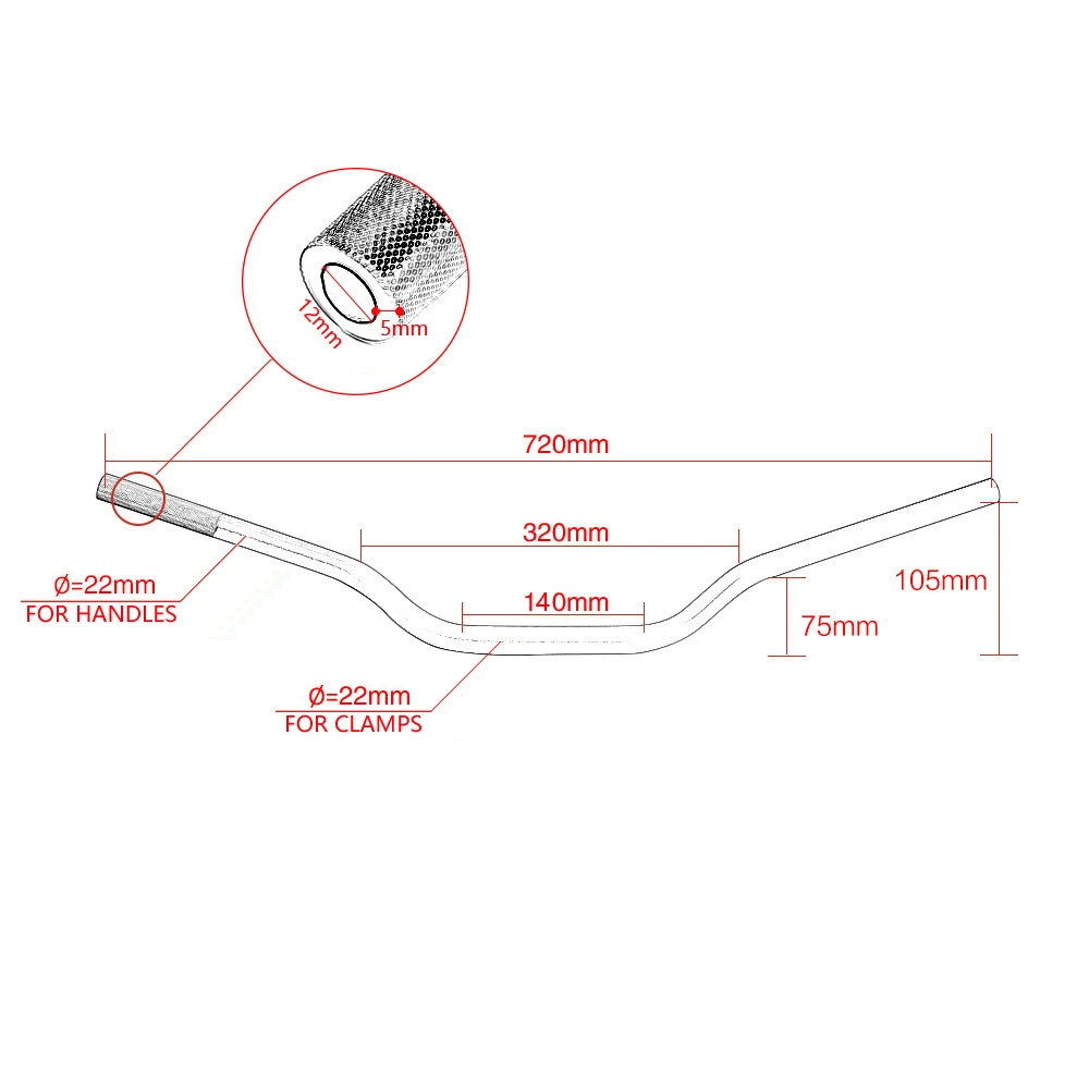 22mm Motorcycle Handlebar CNC Aluminum Alloy Scooter Motorbike Steering Wheel Handle Bar For pit bike tmax530 pcx cb500x mt07