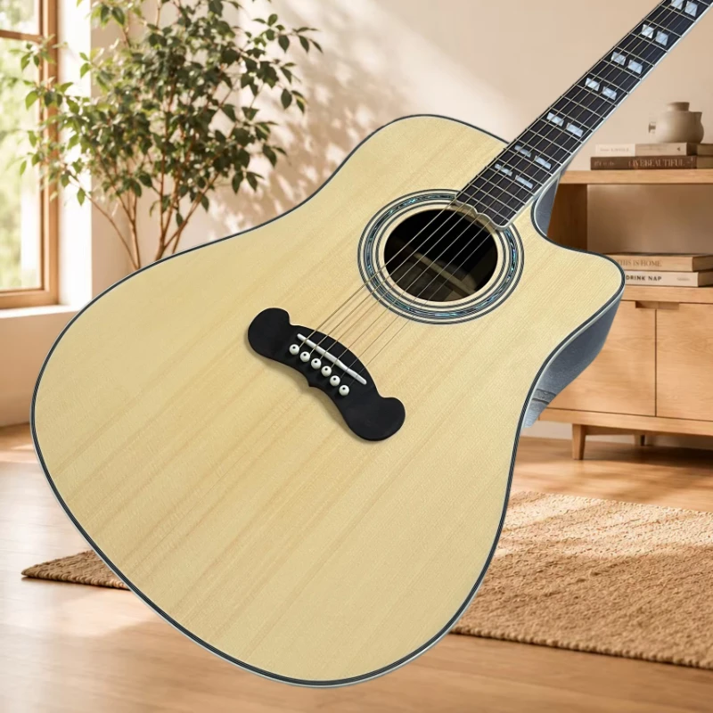 41 Inch Song 6 String Fixed Bridge Solid Top Acoustic Guitar Picea Asperata Body Handcrafted Sound Classic Free Shipping