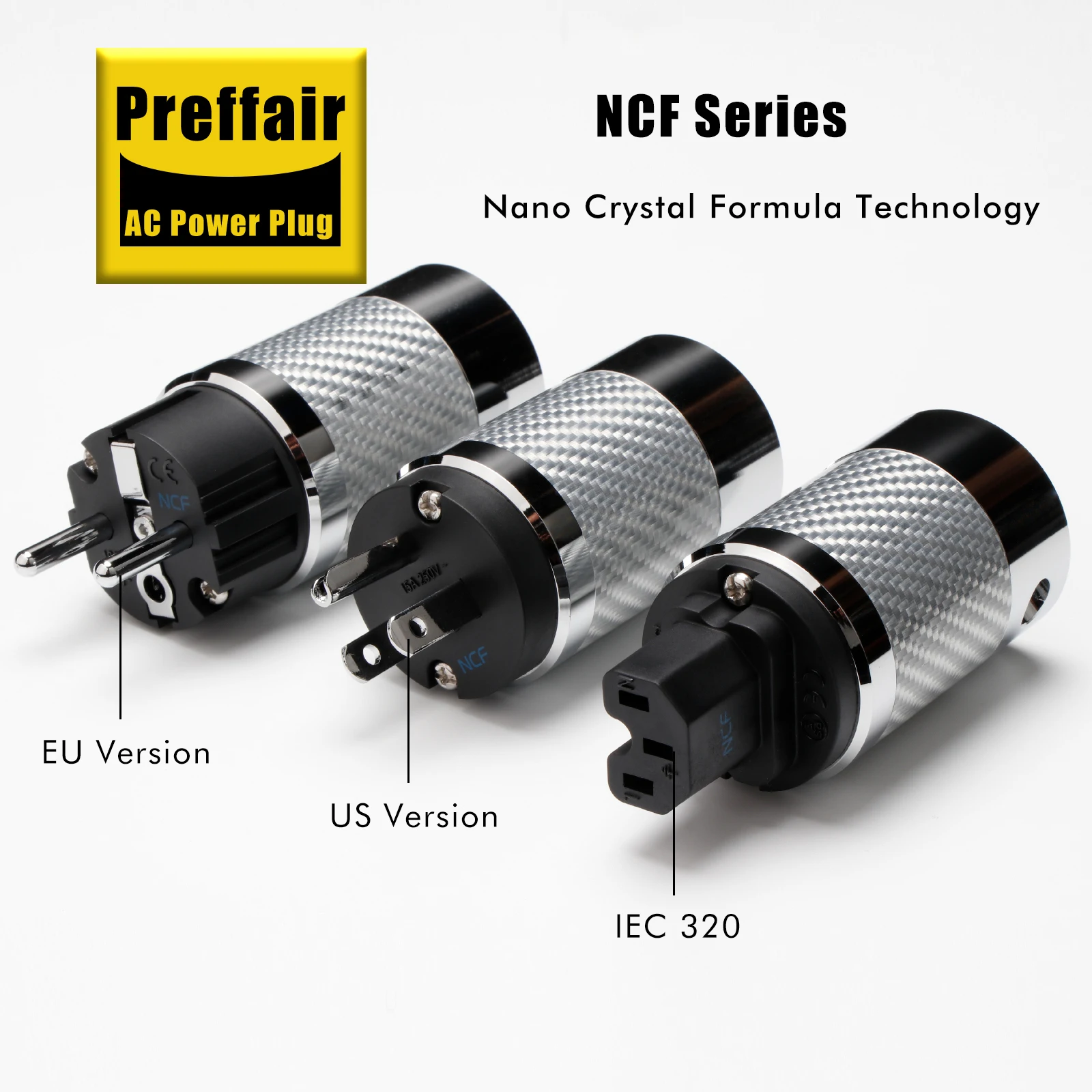 Schuko Power Plug FI-E50 FI-50M FI-50 NCF Nano Crystal EU/US Power Rhodium Plated Supply Connector 15A 125V /10A 250V