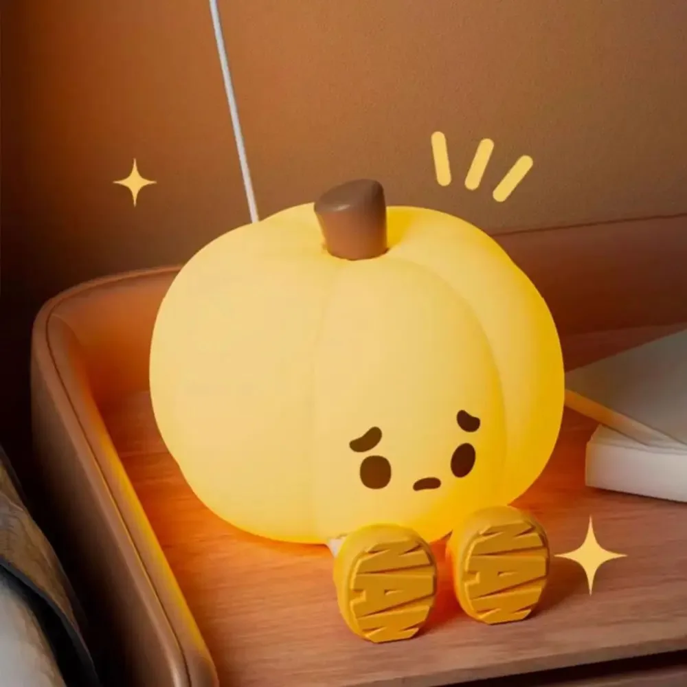 Silicone Halloween Pumpkin Night Light USB Charging Adjustable Brightness Desktop Light Soft Timing LED Pumpkin Light Kids