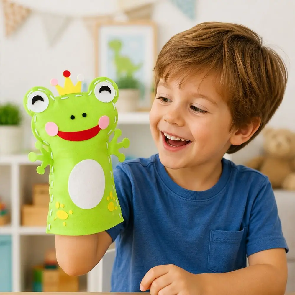 Lovely Cartoon Animal Hand Puppets Non-woven Nylon Teaching Tools Handmade Plastic Material Bags Educational Use