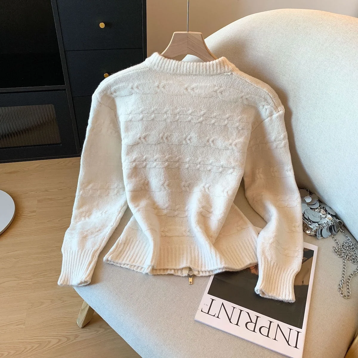 Beiläufige Gestrickte Oberbekleidung frauen Zipper Pullover Herbst Winter Neue Sle Einfache Faion Hohe Qualität Inneren Tragen Oberbekleidung