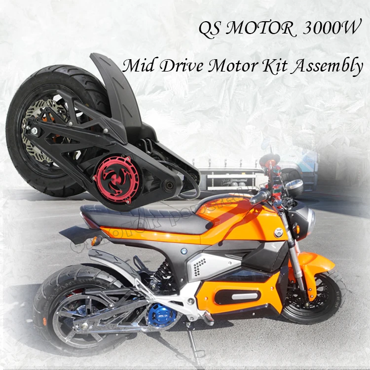 QSMOTOR 12inch 14inch QS138 3000W 72V 100KPH Mid Drive Motor Assembly for Adult Electric Motorbike