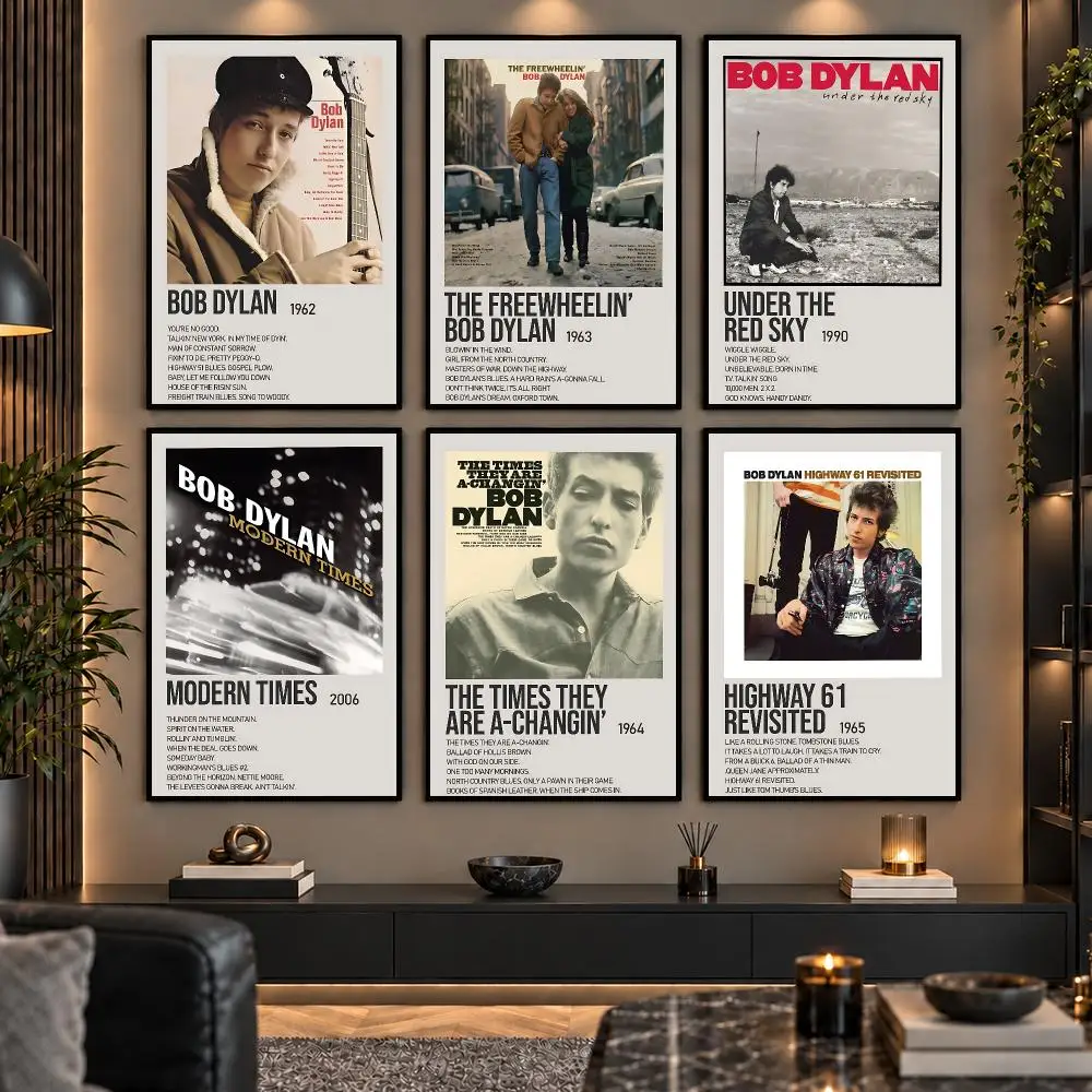 Folk Rock Singer B-Bob D-Dylan Painting Calligraphy Canvas Wall Art Prints for Living Room Bedroom Home Decor Gift