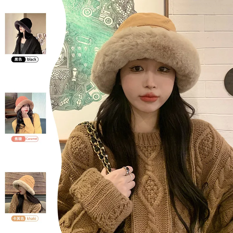 قبعة نسائية شتوية جديدة سميكة دافئة، وجه جذاب للطقس البارد، قبعة دلو كاجوال متعددة الاستخدامات