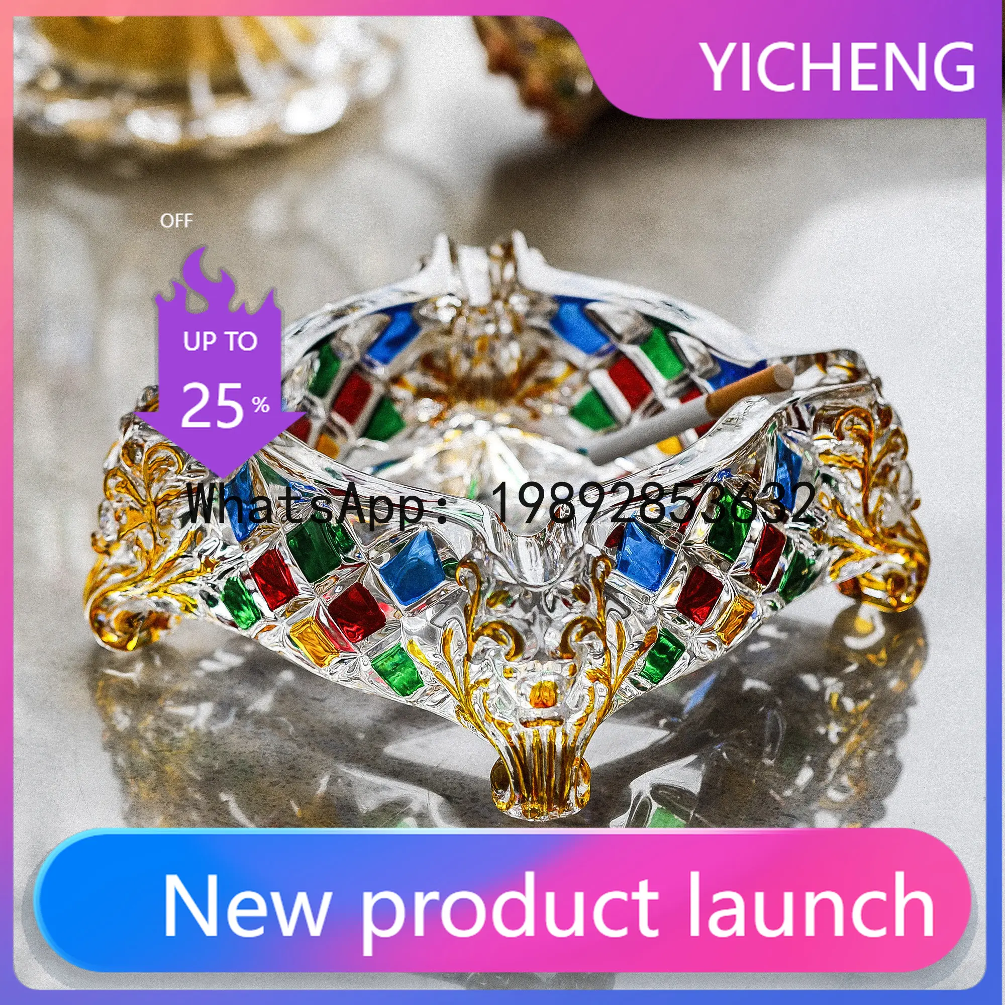 

Hys crystal glass ashtray - for home, living room, and office use