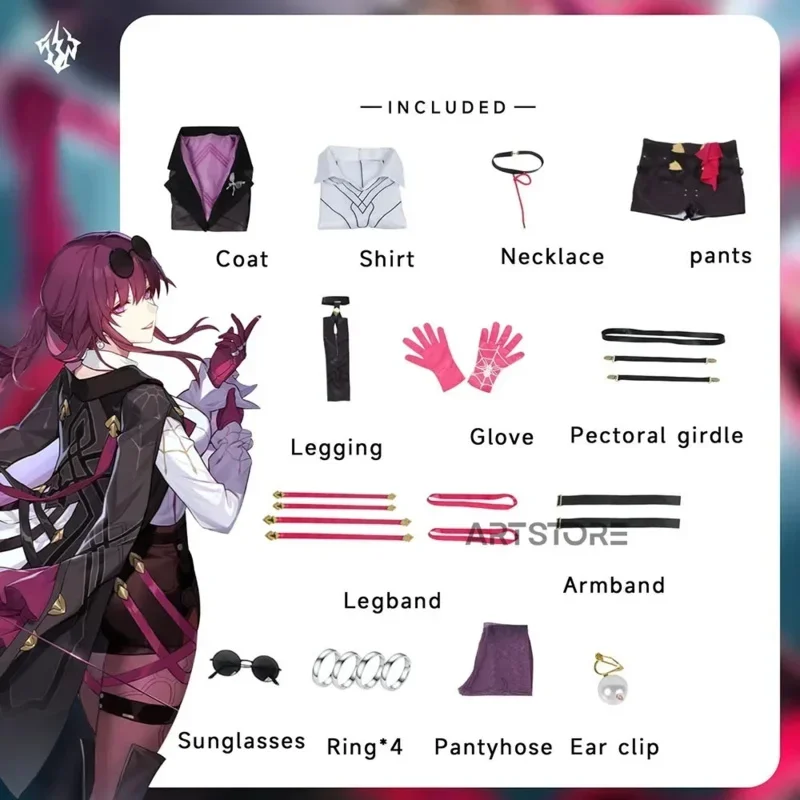Kafka cosplay game honkai: Star rail cosplay wig full set women hair honkai Kafka shoes cosplay costume Halloween party suits E