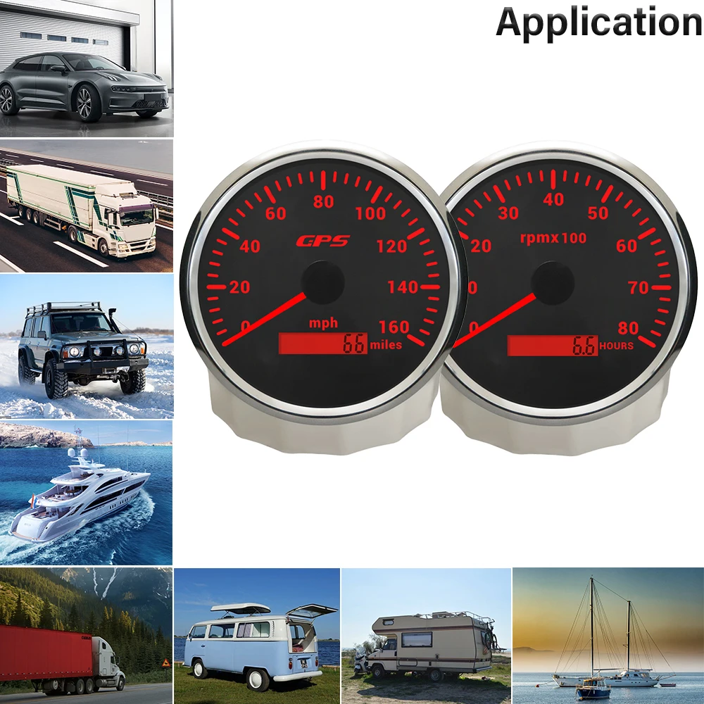 ELING 110mm GPS Speedometer 60K 120K 200K 80M 120M 160M with Tachometer with 7 Colors Backlight 12V 24V for Boats Car SUV