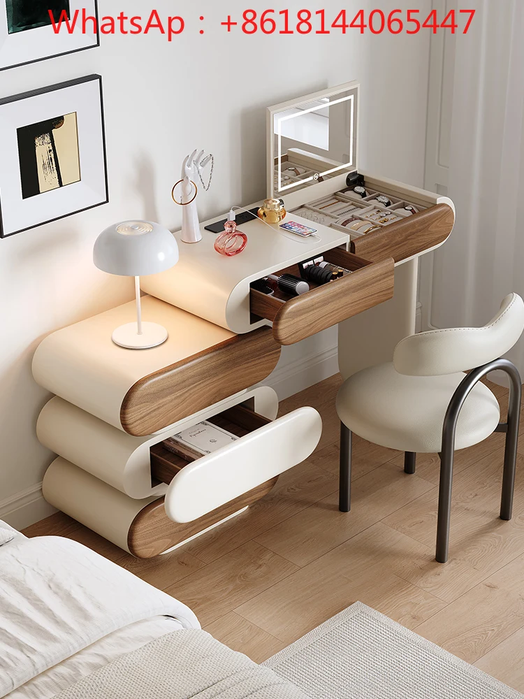 Medieval cream wind flip dresser chest cabinet integrated 2025 new high-end master bedroom makeup table
