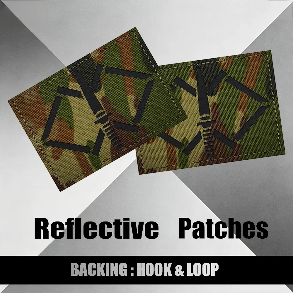 Tactical Camo Patches Set Sword Laser Cut Reflective IR Patches with Hook & Loop for Jacket Shoulder DIY Sew-on