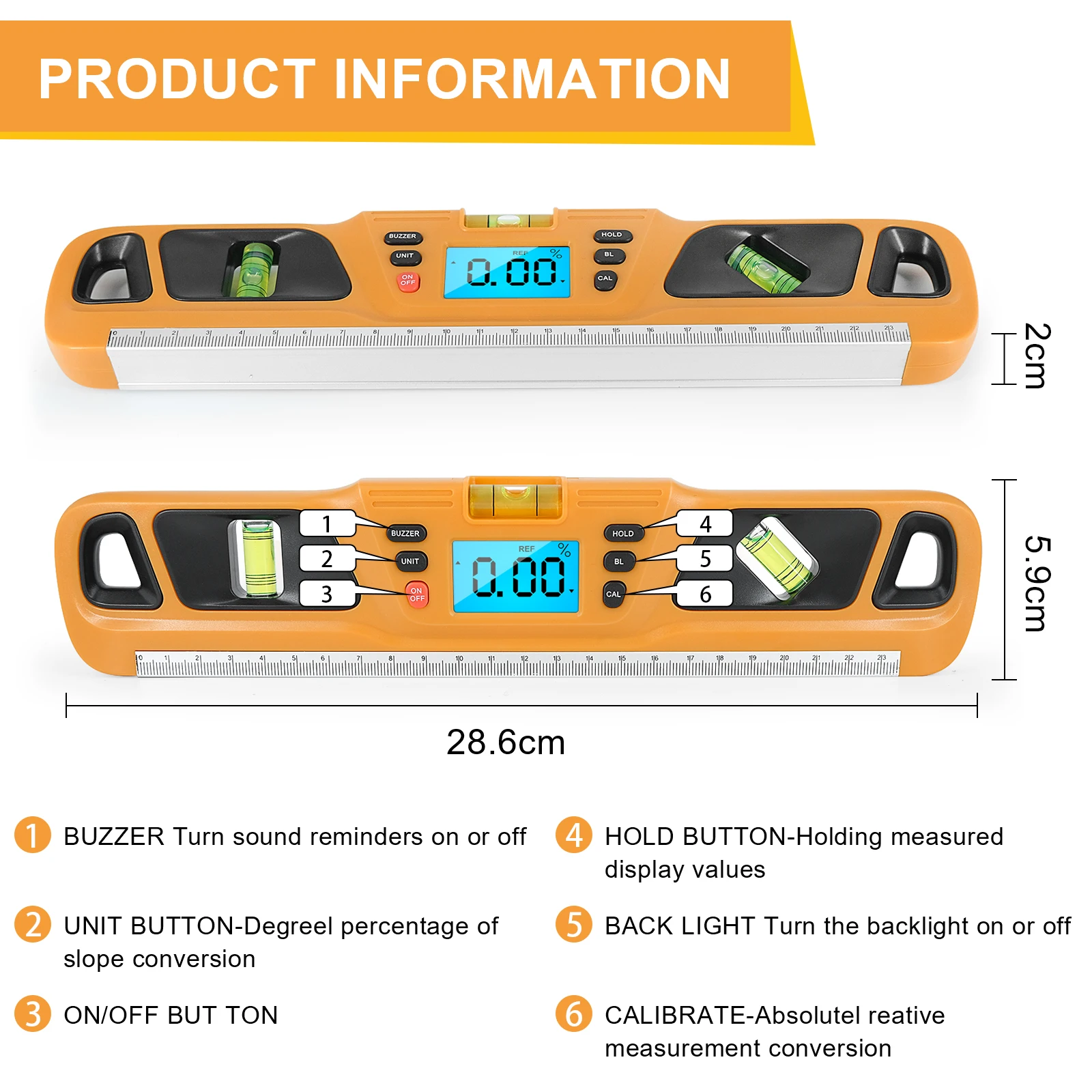 Digital Spirit level Inclinometer Horizontal Scale Ruler Electronic LED Display Protractor Magnetic Base Measuring Tools