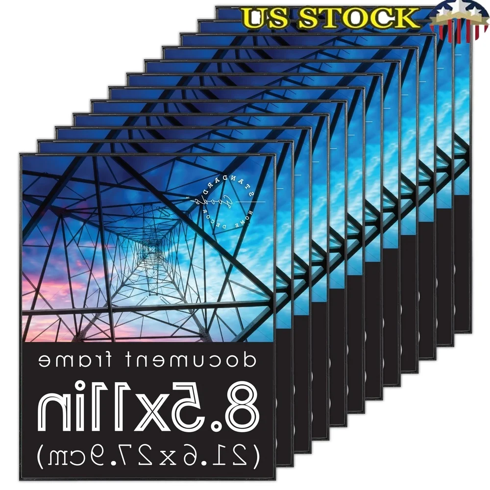 

12 Pack Front Loading Document Frame 8.5x11 Easy Change Picture Frame Vertical Horizontal Wall Table Display Polystyrene Glass